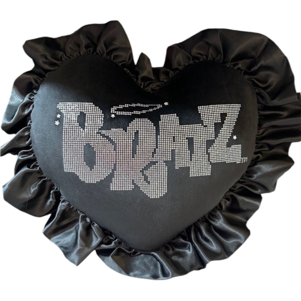 Bratz x Dolls Kill Rhinestone Mcbling Black Satin Pillow